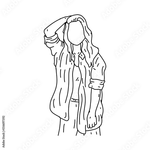 teen line art drawing vector illustration