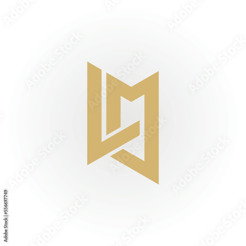 Abstract initial letter LM or ML logo in gold color isolated in white background applied for boutique hotel logo also suitable for the brands or companies have initial name ML or LM.