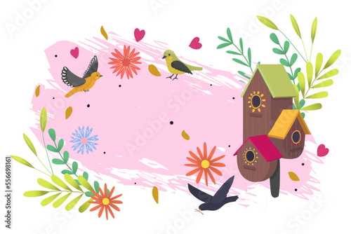 Spring time banner, vector illustration. Poster design, graphic season greeti...