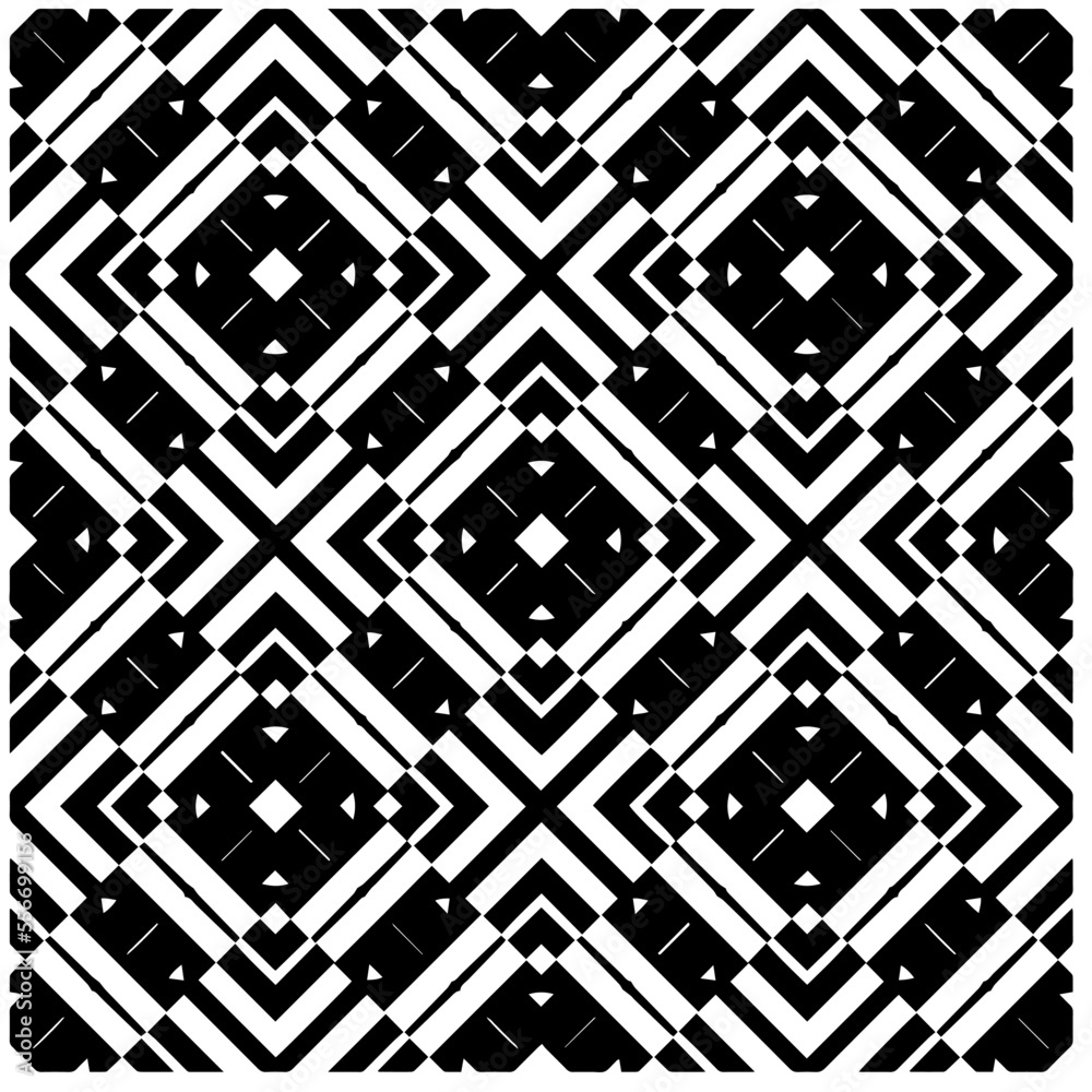 Vector pattern in geometric ornamental style. Black and white abstract background. Seamless repeat pattern. Vector pattern in geometric ornamental style. Black and white abstract background. Seamless repeat pattern.