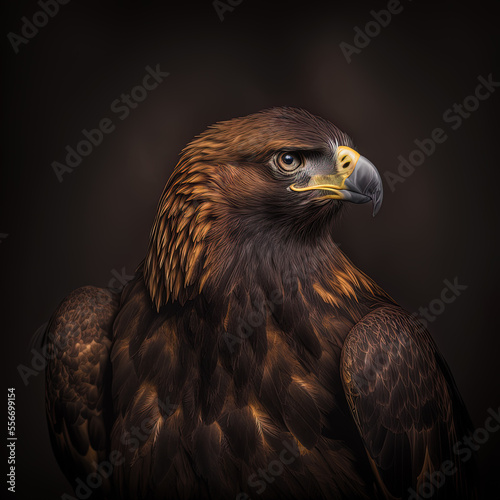 Golden Eagle on Black Background-Generative AI