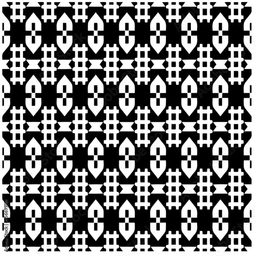 Vector pattern in geometric ornamental style. Black and white abstract background. Seamless repeat pattern.