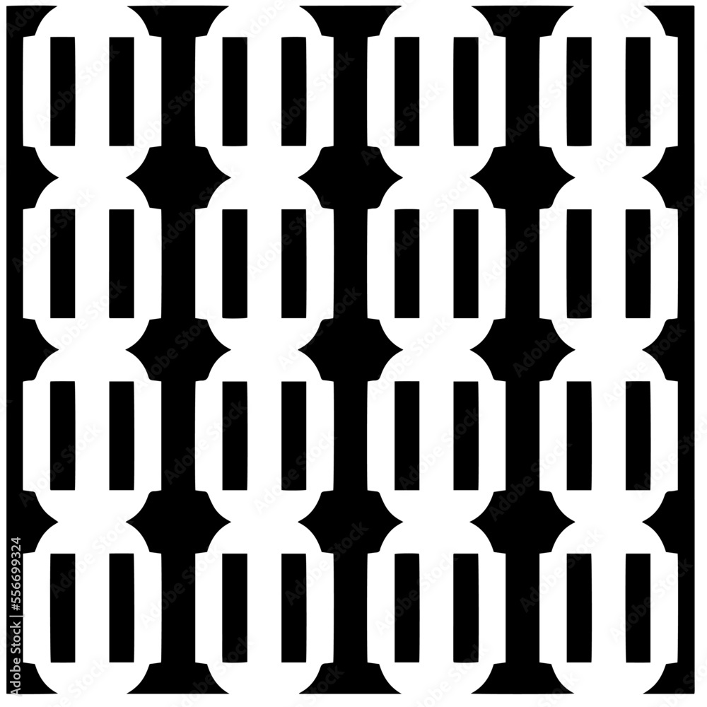 Vector pattern in geometric ornamental style. Black and white abstract background. Seamless repeat pattern.