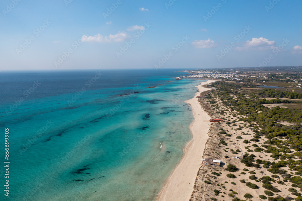 Panoramic sand coastal in the Mediterranean sea top view