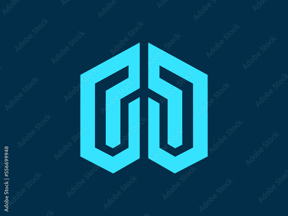 Grid hexagonal real estate building logo concept for brand identity, letter m logo with building Grid hexagonal real estate building logo concept for brand identity, letter m logo with building