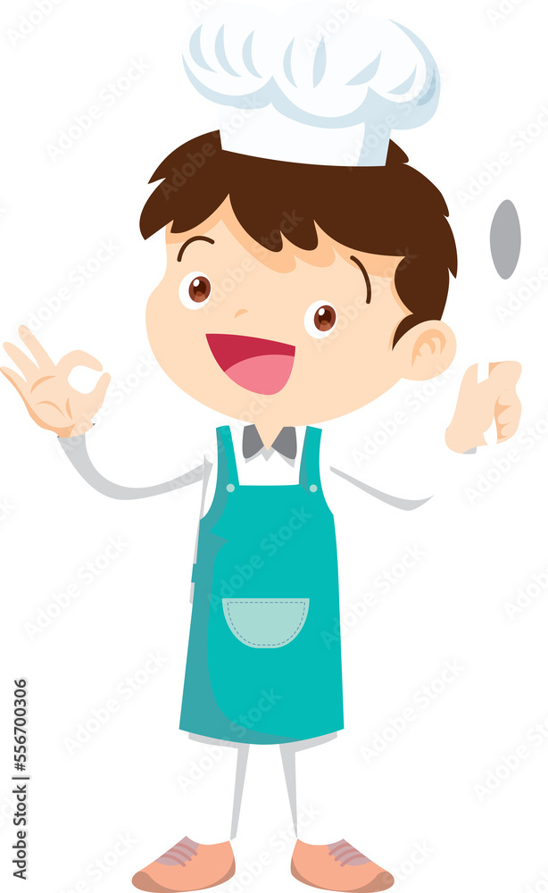 Cooking children boy Little kids making delicious food professional chef