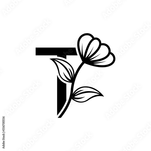 letter combine floral logo design template.