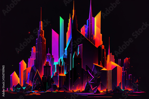 Abstract city skyline  Generative AI