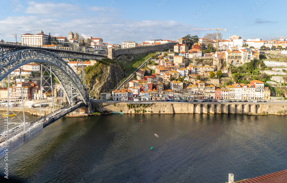 Porto, Portugal - December 07, 2022: views of the don luis iron bridge in the city of porto, portugal