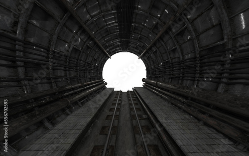 Obraz na plátně empty underground subway tunnel on white background