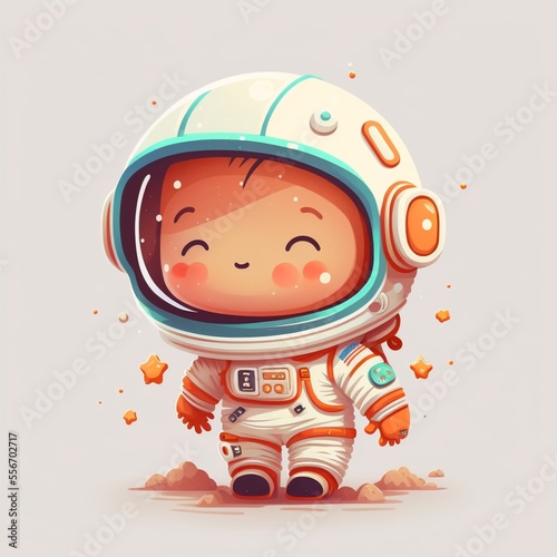 digital illustration happy baby cute astronaut cartoon