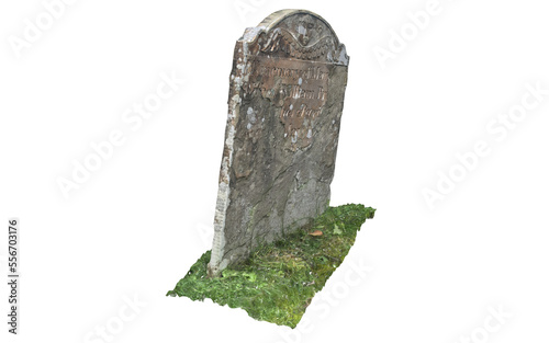 Worn cement tomb on white background