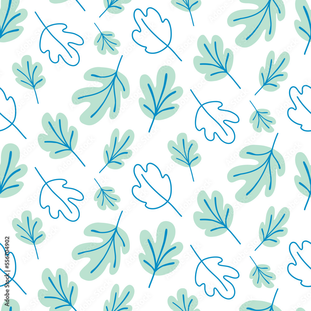 Pattern with fig leaves on a white background. stylized cartoon illustration.
