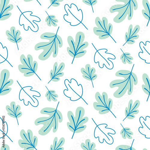 Pattern with fig leaves on a white background. stylized cartoon illustration.