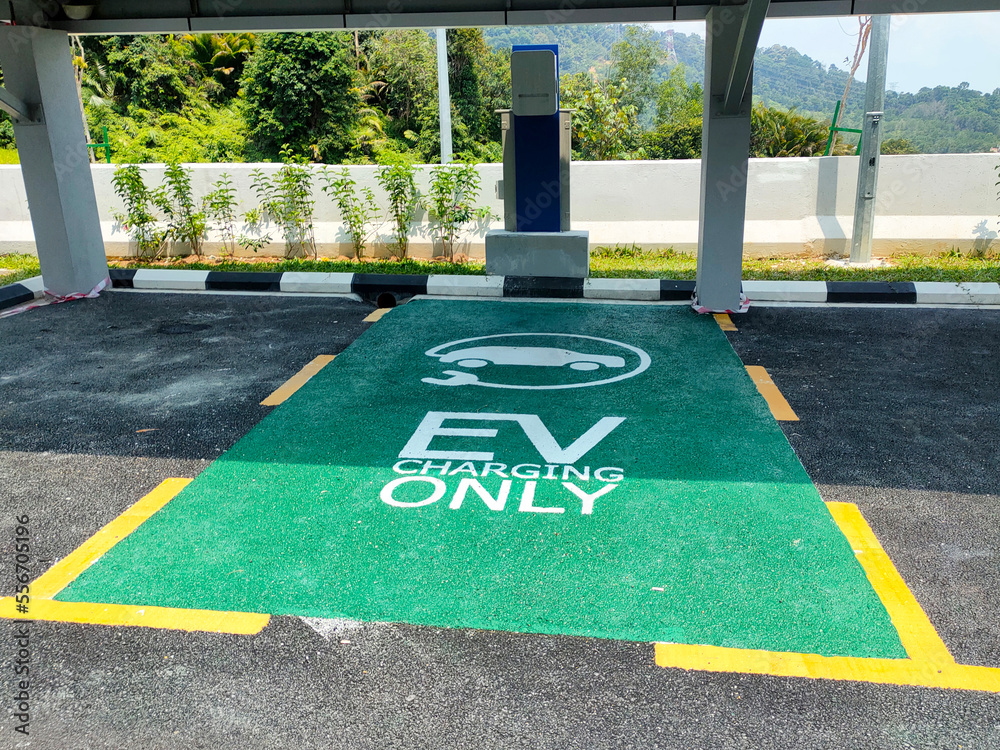 Parking lots and charging points for electric vehicles. These parking