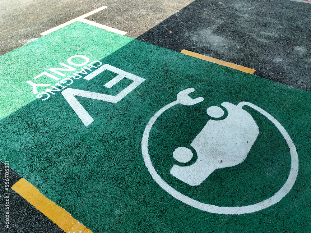 Fotka „Parking lots and charging points for electric vehicles. These