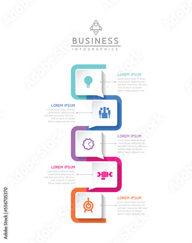 Connecting Steps business Infographic Template with 5 Elements