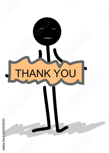 holding a thank you sign