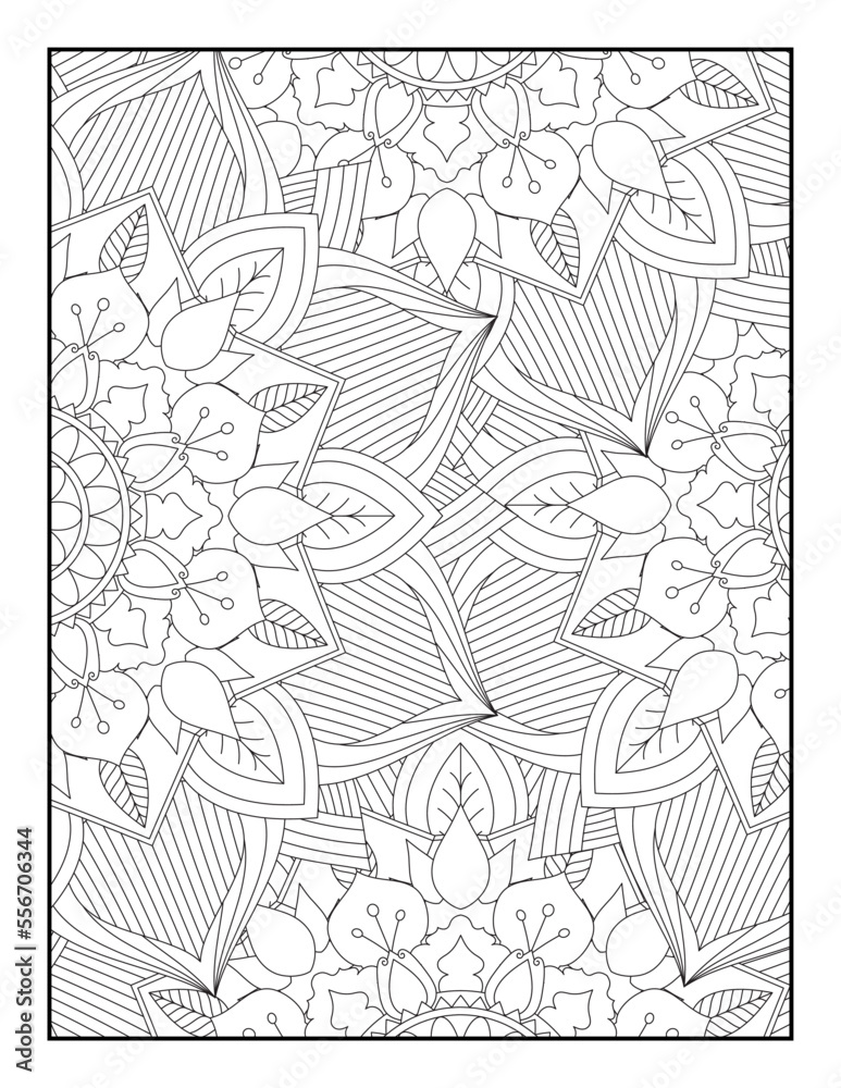 Obraz premium Floral Mandala Coloring Pages, Flower Mandala Coloring Page, Coloring Page For Adult