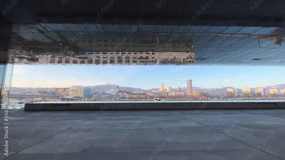 Linz Urfahr cityscape viewed from Lentos art museum Linz Urfahr cityscape viewed from Lentos art museum