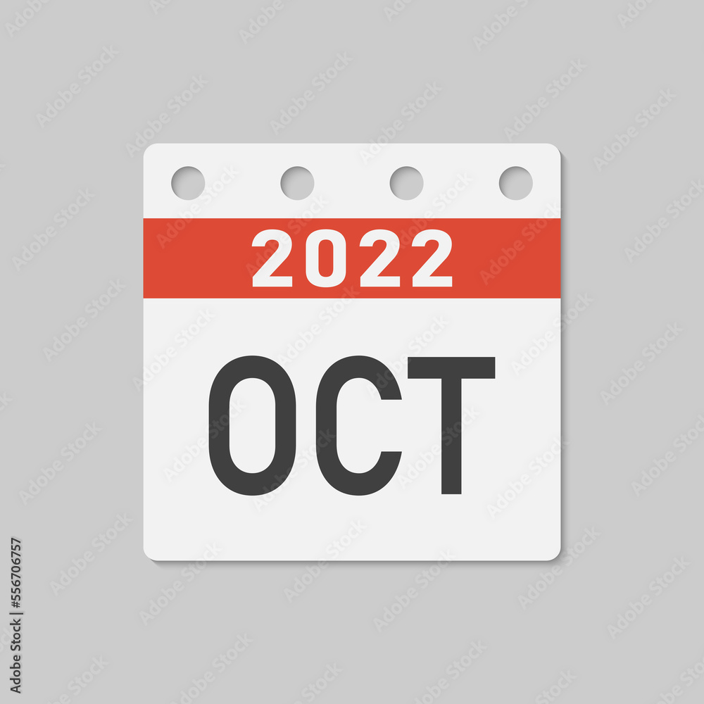 Icon page calendar - 2022 year, month October Icon page calendar - 2022 year, month October