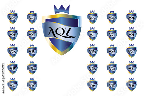 AQA to AQZ collection of shield logos with three capital letters photo