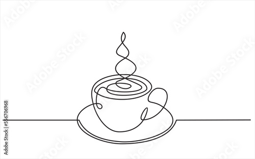 Continuous one single line drawing of Cup of tea or coffee