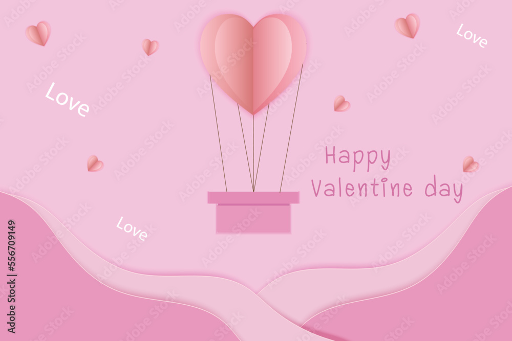 vector paper background cut valentines day with heart shaped elements with clouds