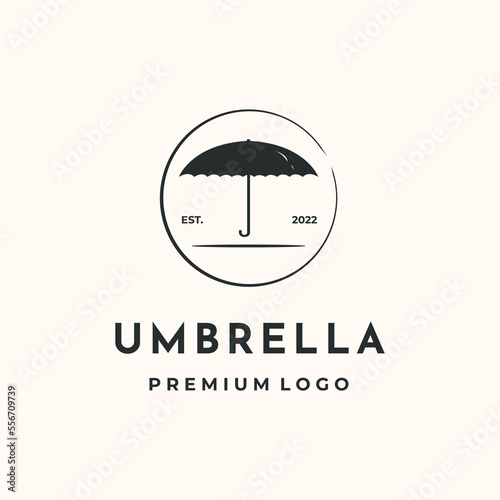 umbrella vintage logo vector minimalist illustration design, umbrella rain protection logo design