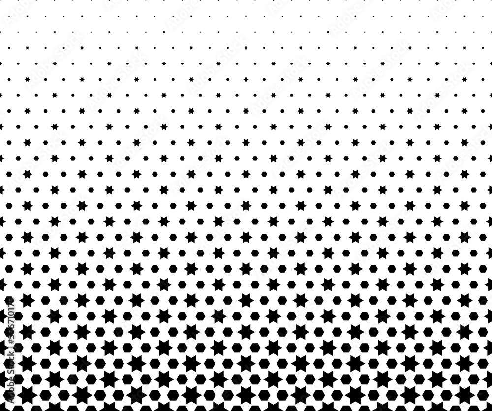 Geometric pattern of black figures on a white background. Seamless in one direction.SCALE method Geometric pattern of black figures on a white background. Seamless in one direction.SCALE method