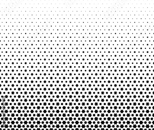 Geometric pattern of black figures on a white background. Seamless in one direction.SCALE method