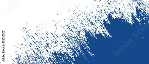 Navy blue brush stroke background. Blue ink splash on backdrop. Brush background for wallpaper, paint splatter template, dirt banner, watercolor design, dirty texture. Trendy brush background, vector