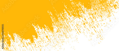 Orange brush stroke background. Orange ink splash on backdrop. Brush background for wallpaper, paint splatter template, dirt banner, watercolor design, dirty texture. Trendy brush background, vector