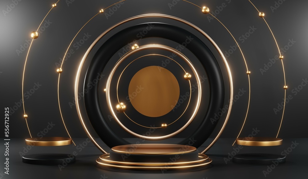 3D rendering of blank product background for cream cosmetics Modern black podium background 3D rendering of blank product background for cream cosmetics Modern black podium background