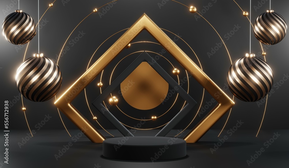 3D rendering of blank product background for cream cosmetics Modern black podium background 3D rendering of blank product background for cream cosmetics Modern black podium background