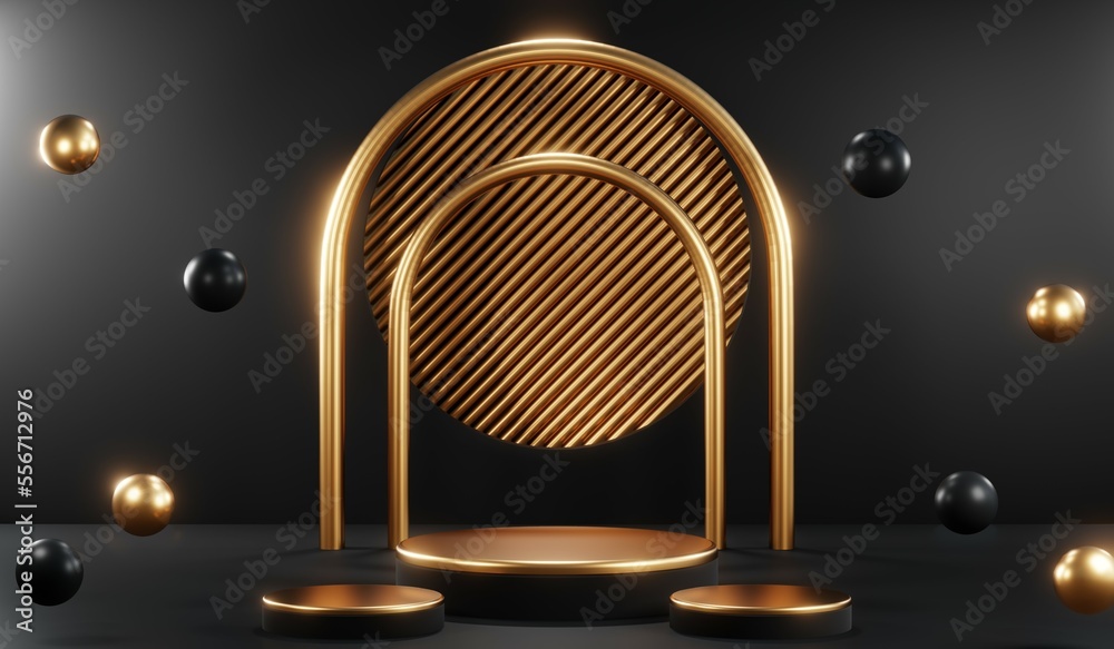 3D rendering of blank product background for cream cosmetics Modern black podium background 3D rendering of blank product background for cream cosmetics Modern black podium background