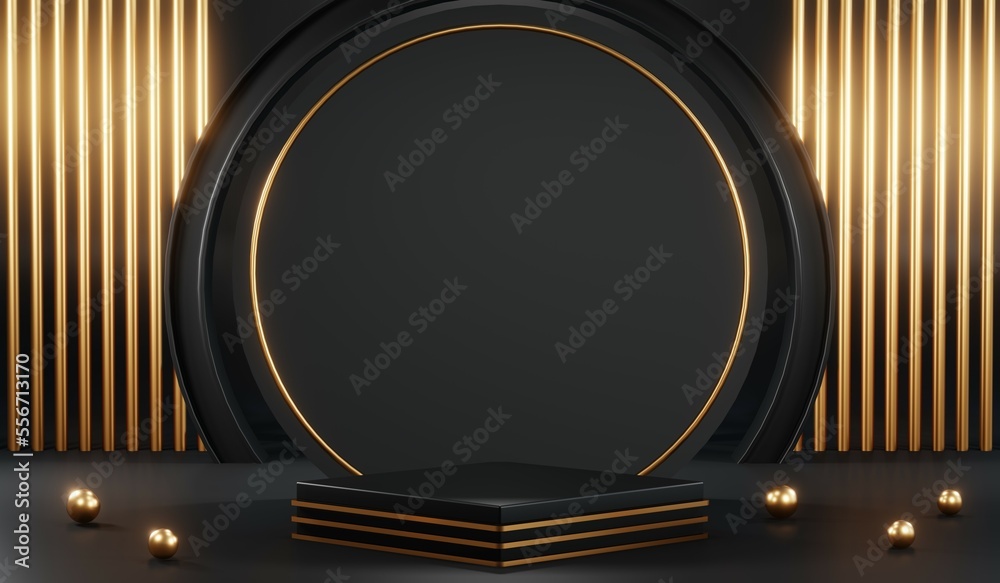3D rendering of blank product background for cream cosmetics Modern black podium background 3D rendering of blank product background for cream cosmetics Modern black podium background