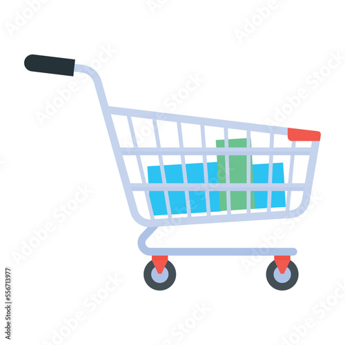 Shopping trolley flat icon design 