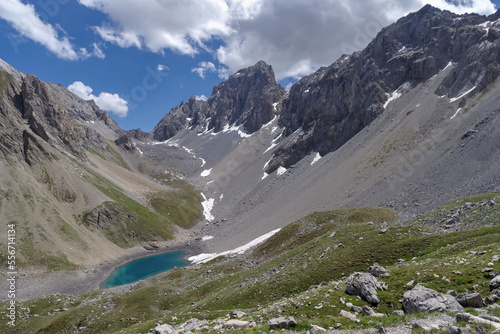 View of Mount Oronaye from the Enchiausa valley in the upper Maira valley, Cottian Alps, Italy