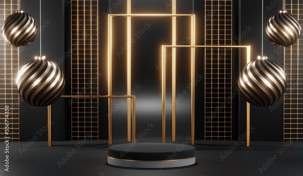 3D rendering of blank product background for cream cosmetics Modern black podium background 3D rendering of blank product background for cream cosmetics Modern black podium background