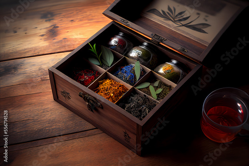 Tea box with several types of tea