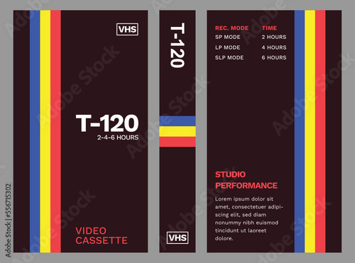 retro black vhs cover with colorful lines 