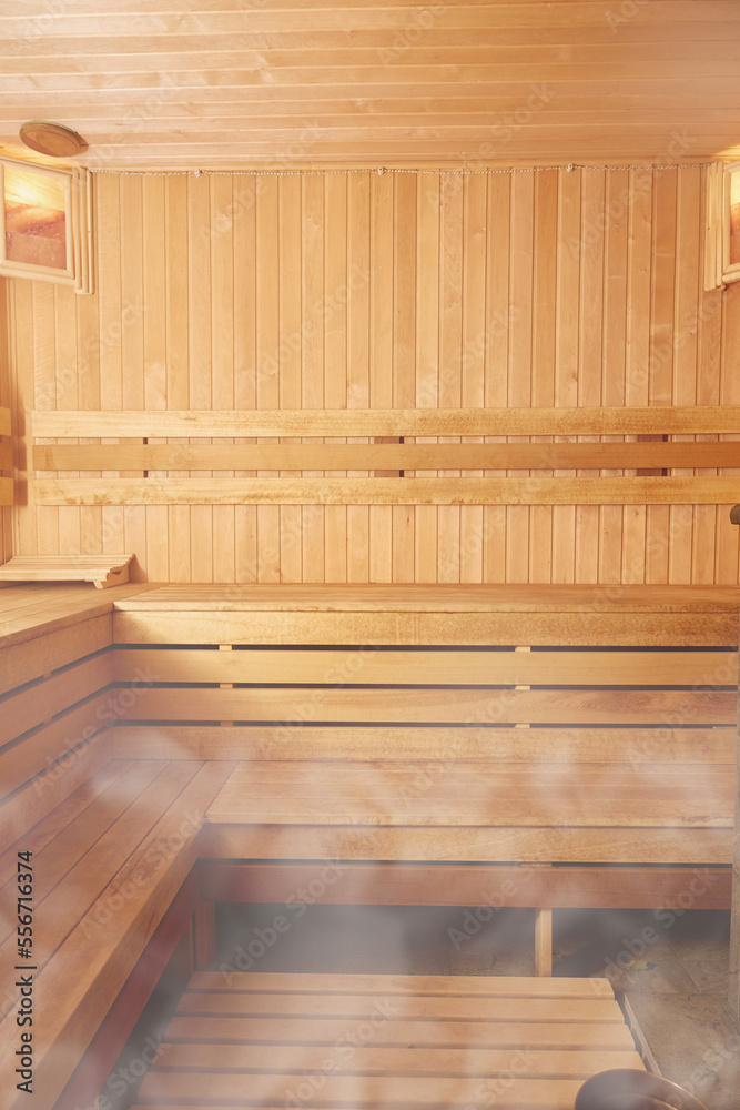 Vertical photo of a wooden sauna. Copy space Vertical photo of a wooden sauna. Copy space