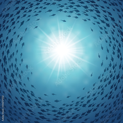 school of fish under the sea vector illustration