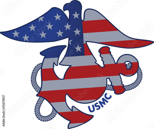 American eagle and anchor with USA Flag