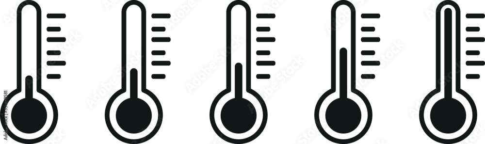 Weather Sign. Temperature icon set. Temperature Scale Symbol. Warm cold ...