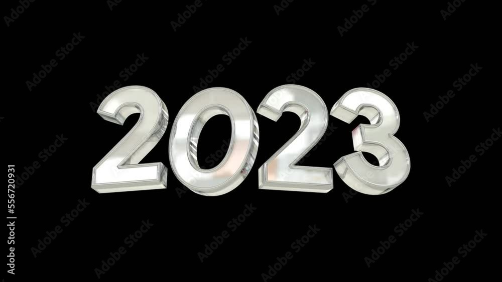 3d illustration number text 2023 silver gray color glass effect with black isolated background 3d illustration rendering 4k resolution video 3d illustration number text 2023 silver gray color glass effect with black isolated background 3d illustration rendering 4k resolution video