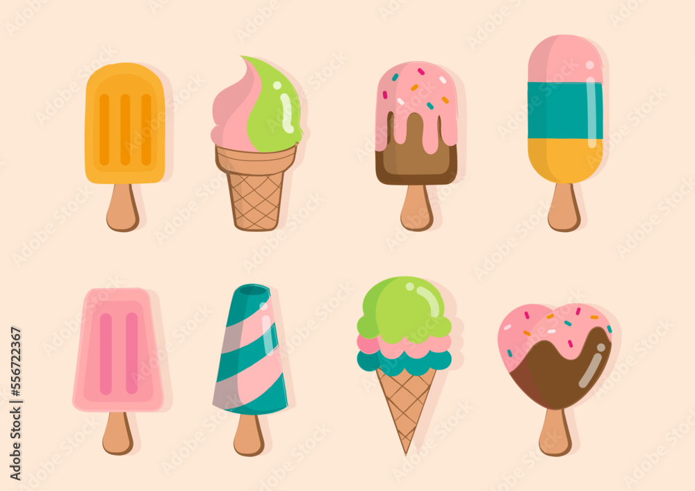 Vector Ice cream, Vector illustration of Ice cream with texture, decorations Vector Ice cream, Vector illustration of Ice cream with texture, decorations