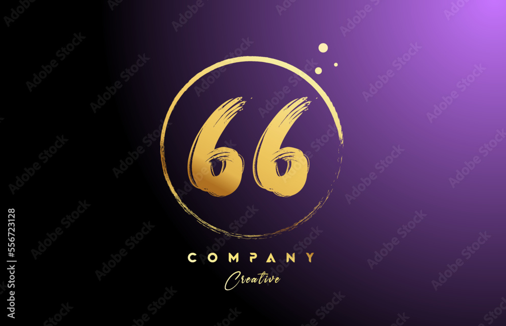 golden golden 66 number letter logo icon design with dots and circle. Grunge creative gradient template for company and business