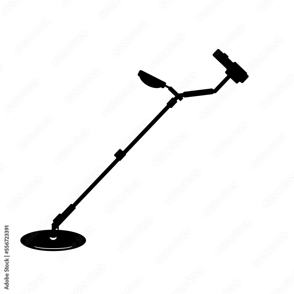 Metal Detector Vector Illustration Black Silhouette Design Logo Stock